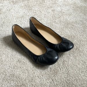 Saks Fifth Avenue black leather ballet flats, size 6.5.